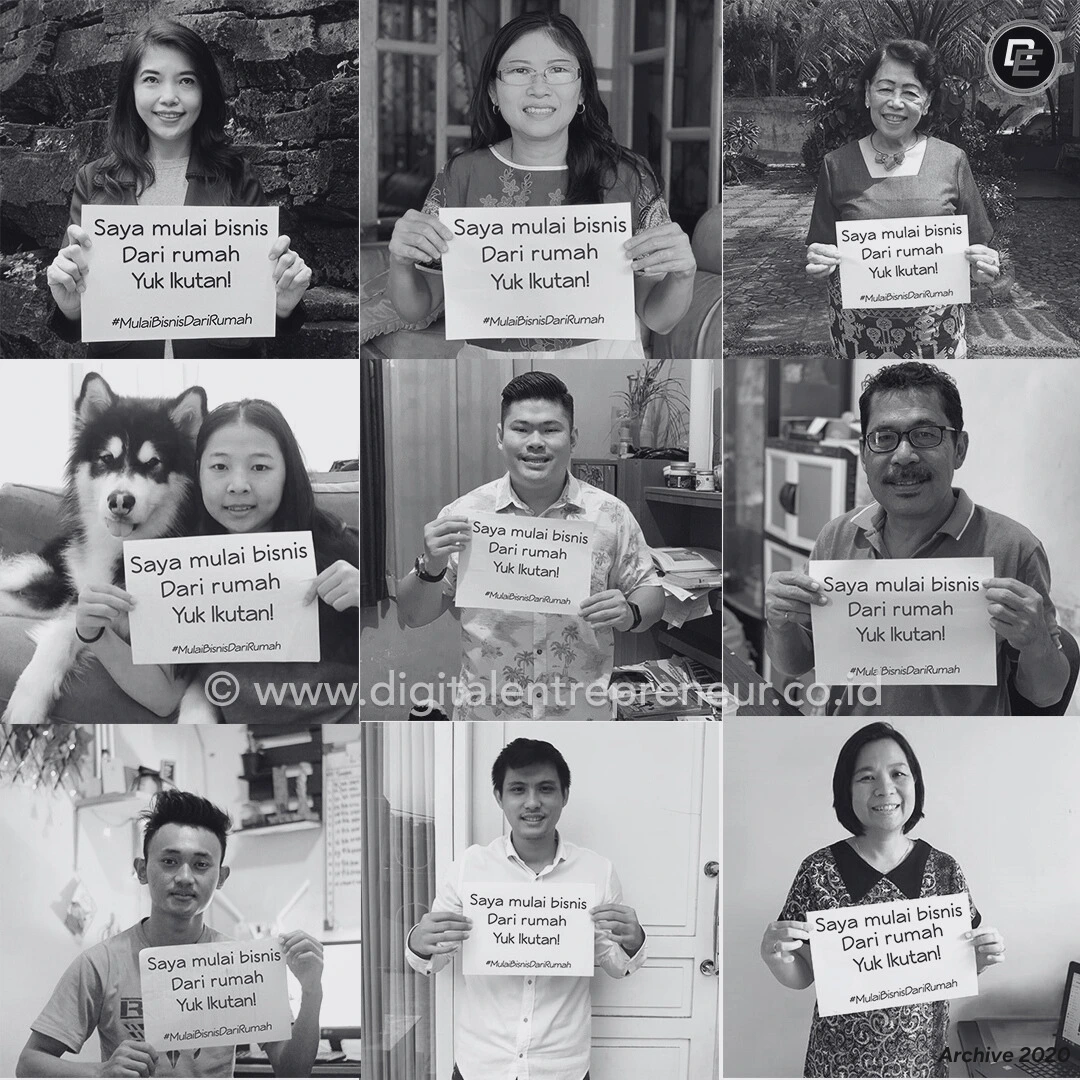 People holding signs promoting home business initiative.